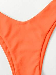 Swim Chiccia Solid Color Bikini For Beach Vacation - Orange - View 3