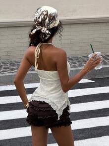 Muchica Women's Spaghetti Strap Sleeveless Backless Tank Top, Fitted And Fashionable For Summer - Apricot - View 2