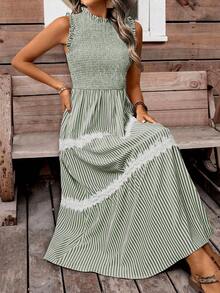 EMERY ROSE Women's Fashion Frill Trim Sleeveless Dress - Green - View 3