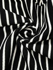 SHEIN 孕妇条纹圆领短袖哺乳连体衣 - 黑色 - 查看 9