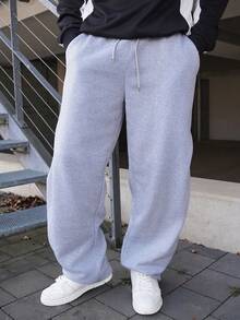 LEOGASHI LEOGASHI Pantalones de chándal casuales para hombres con bolsillo y cordón en la cintura - Gris Claro - Ver 4