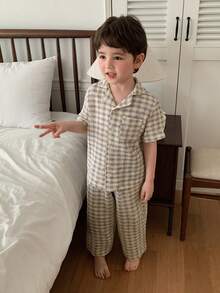 DAZY Toddler Boys' Plaid Lace-Up Straight Casual Pajamas - Multicolor - View 2