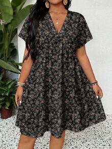 SHEIN LUNE Đầm cỡ lớn họa tiết hoa hồng và hoa nhí cổ điển, thích hợp mặc trong kỳ nghỉ. - Nhiều màu - Xem 6