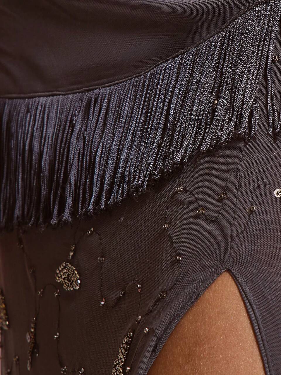 Falda larga con abertura en la pierna, cintura fruncida, detalles con flecos y bordados, conjunto de Bottom para ocasiones de verano, primavera y fiestas