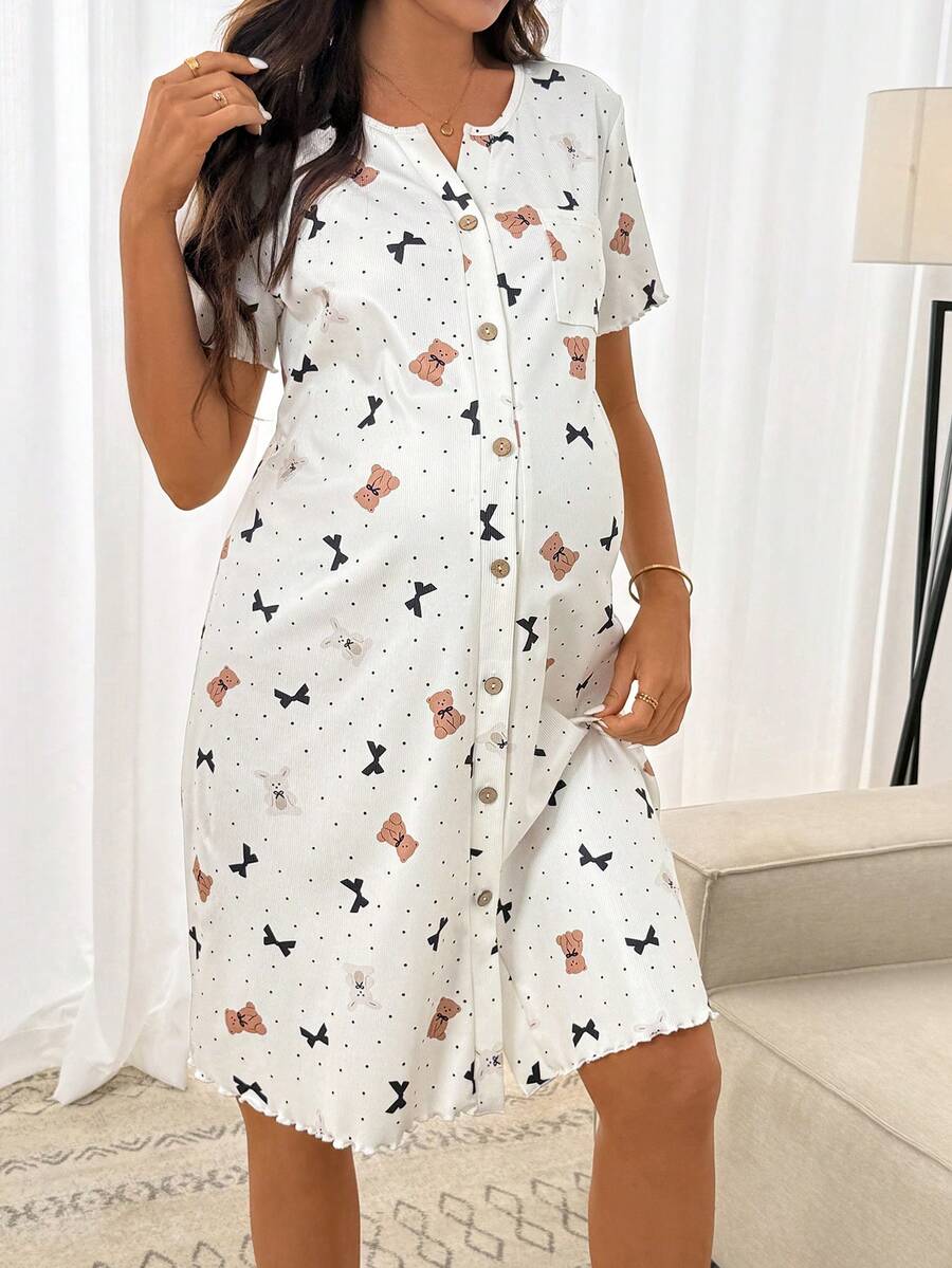 Slowluna Nursing Butterfly Print Loose Comfortable Summer Dress - Multicolor - View 1