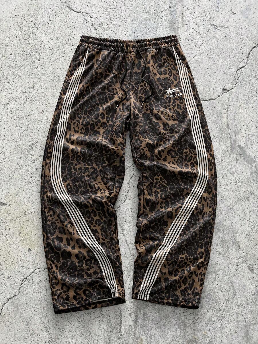 EVRINFINITE 男士棕色寬鬆休閒慢跑褲,街頭風,口袋設計,抽繩腰,春秋款,舒適休閒長褲,適合疊穿日常穿著,送給父親/丈夫的禮物 - 棕色 - 查看 1