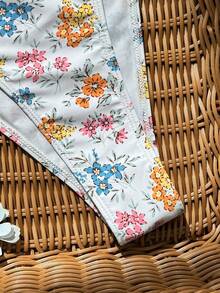 Swim Mod 2件套女士夏季沙滩度假泳衣，可爱随机印花三角杯可调节肩带露背比基尼套装 - 彩色 - 查看 8