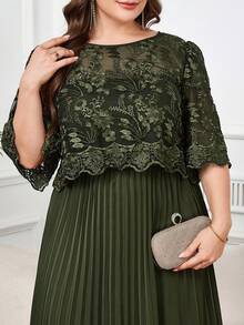 Reflora 大码优雅褶皱连衣裙，夏季 - 綠色 - 查看 4