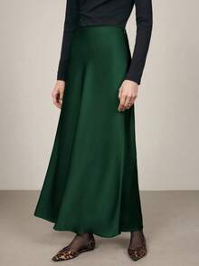 BizChic 2026春夏新款波浪边半身裙，优雅都市通勤日常百搭浪漫90年代复古风，适合圣诞节、新年、情人节、派对、海滩、毕业典礼、时尚、节日、假日、婚礼宾客、早午餐、机场等多种场合。 - 墨綠色 - 查看 5