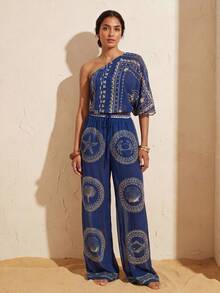 Zivah 2026 Women's Vacation Casual Beach Sheer Chiffon Special Underwater Animal Print Kaftan - Blue - View 2