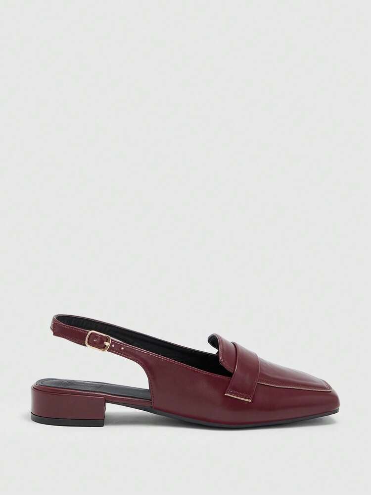 CUCCOO BIZCHIC Women's Shoes Burgundy Square Toe Commuting Simple Wear Fashionable Flat Shoes