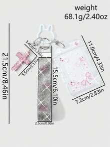 ROMWE Kawaii 1 Dây đeo cổ tay bằng nylon hình thánh giá đính đá lấp lánh, phong cách sinh viên Hàn Quốc, dễ thương và sáng tạo, đính đầy kim cương và ngôi sao, kiểu dáng ngôi sao, 'Tự làm trang sức kim cương', tặng kèm 1 miếng dán nơ hình bướm hoạt hình đính đá, 1 bao đựng thẻ ren trong suốt bằng acrylic, bao đựng thẻ dọc, bao đựng thẻ sinh viên, bao đựng thẻ du lịch, bao đựng thẻ tín dụng, bao đựng thẻ ngôi sao, móc khóa hình thỏ sơn màu, phụ kiện túi xách, mặt dây chuyền, thích hợp cho nhân viên văn phòng, sinh viên, người thích tiệc tùng, mặc hàng ngày, quà tặng ngày lễ. - Màu hồng - 122 - Xem 3