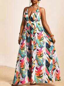 Truni 大码女士热带花卉印花吊带露背连衣裙，适合女性，夏季女士沙滩装，夏季服装，春季连衣裙，女士节日服装，沙滩裙，优雅长裙，度假花卉热带连衣裙，大码夏季长裙，大码度假连衣裙，曲线夏季连衣裙，大码吊带裙，大码度假夏季连衣裙，曲线热带长裙，热带度假连衣裙，海岛连衣裙，哈瓦那之夜连衣裙，迈阿密连衣裙，适合梨形和三角形身材的沙滩长裙，哈瓦那之夜主题连衣裙，度假女士连衣裙，女士沙滩裙套装，女士加勒比海服装，加勒比海连衣裙，女士大码连衣裙，大码夏季连衣裙，大码女士沙滩套装，大码女士夏季套装，女士度假套装 - 彩色 - 查看 5