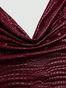 Sweetra New Sexy Backless Camisole Sleeveless Pleated Fitted Casual Crop Top, Suitable For Street, Y2K, Party, Date And Other Occasions - Burgundy - View 7