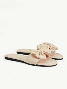 CUCCOO CHICEST Chaussures femme style minimaliste classique, sandales plates femme style mignon avec décoration nœud, élégantes et confortables - Nude - Voir 2