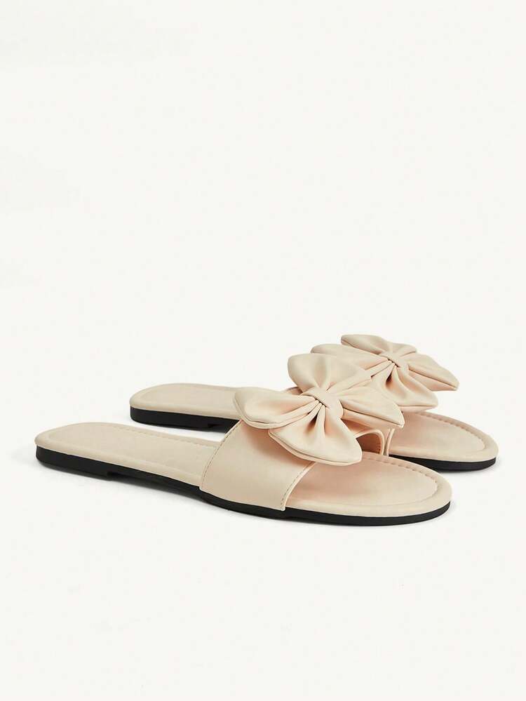 CUCCOO CHICEST Women Shoes Classic Minimalist Style Fashion Cute Style Women's Flat Sandals Bow Decoration Elegant And Comfortable Flat Sandals Summer Shoes Wedding Shoes Bride Shoes