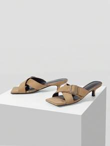 Mnmlis Niche Design Cross Strap Versatile Women's Sandals Summer - Khaki - View 2