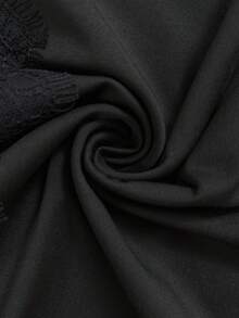 SHEIN Quần legging nữ cỡ lớn, kiểu dáng thường ngày, màu đen, viền ren, thích hợp cho mùa xuân sớm. - màu đen - Xem 7