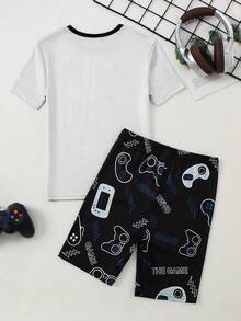2pcs/Set Casual Comfortable Soft Pattern T-Shirt And Shorts Pajama Set For Teen Boys For Everyday Wear Summer Model Soft And Comfortable Fabric Cool And Comfortable 2026 New Teen Set For Men Snug Fit - Multicolor - View 2