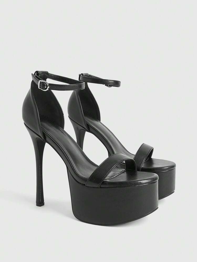 CUCCOO LuxiPop Women's High Heel Waterproof Platform Sandals, One-Strap Black Stilettos, Sexy Club Wear, Vacation Atmosphere, Summer Wear, Travel Essentials