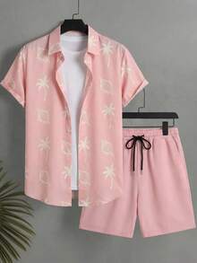 Manfinity Swimmode 男士沙滩套装 - 粉色 - 查看 1