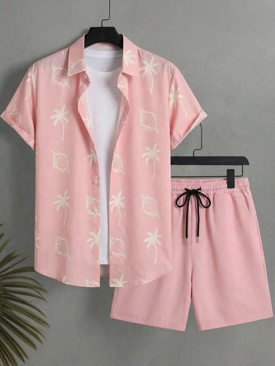 Manfinity Swimmode 男士沙滩套装 - 粉色 - 查看 1