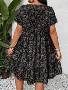 SHEIN LUNE Đầm cỡ lớn họa tiết hoa hồng và hoa nhí cổ điển, thích hợp mặc trong kỳ nghỉ. - Nhiều màu - Xem 2