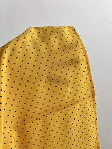 Elamini Polka Dot Print Lapel Fitted Short Sleeve Blouse For Women Womens Shirts For Summer Womens Work Tops Womens Tops And Blouses Polo Blouse For Women Formal - Yellow - View 6