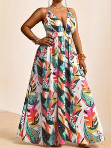 Truni 大码女士热带花卉印花吊带露背连衣裙，适合女性，夏季女士沙滩装，夏季服装，春季连衣裙，女士节日服装，沙滩裙，优雅长裙，度假花卉热带连衣裙，大码夏季长裙，大码度假连衣裙，曲线夏季连衣裙，大码吊带裙，大码度假夏季连衣裙，曲线热带长裙，热带度假连衣裙，海岛连衣裙，哈瓦那之夜连衣裙，迈阿密连衣裙，适合梨形和三角形身材的沙滩长裙，哈瓦那之夜主题连衣裙，度假女士连衣裙，女士沙滩裙套装，女士加勒比海服装，加勒比海连衣裙，女士大码连衣裙，大码夏季连衣裙，大码女士沙滩套装，大码女士夏季套装，女士度假套装 - 彩色 - 查看 9