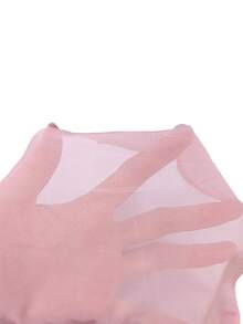 Almamuse Petite Women's Fashion Sheer Mesh Patchwork Long Sleeve Hollow Out Bodysuit Pink Bodysuit - Pink - View 5