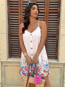 SHEIN VCAY Plus Size Vacation Spaghetti Strap Summer Boho Dress - Coral Pink - View 5