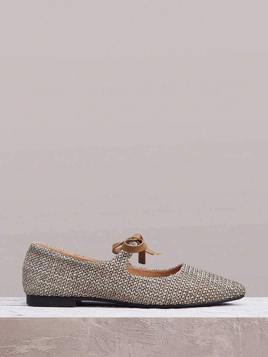 Styleloop Damen Slip-On Flache Schuhe, einzelner Riemen, Schleifen Dekor, Western Stil, geeignet für Musikfestivals, Partys, Frühlingsurlaubsoutfit im Boho-Stil, Urlaubsoutfit, Reisenotwendigkeit - Schwarzer Hafer - Übersicht 1