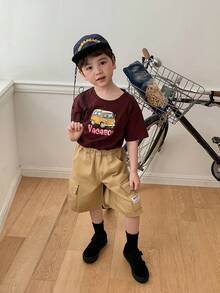 Dazy Kids 男童夏季休闲日常通勤度假风汽车字母印花短袖T恤 - 紫色 - 查看 5