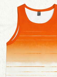 VIVINTIMO Áo tank top nam cổ tròn không tay phối màu ombre, kiểu dáng thường ngày, thích hợp cho mùa hè và các dịp lễ. - trái cam - Xem 4