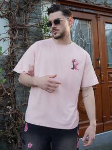 LEOGASHI LEOGASHI Camiseta de manga corta holgada con estampado de moda para hombres SU ER | Diseño exquisito | Esencial de verano | Fácil de combinar, mostrando tu estilo - Rosa - Ver 6