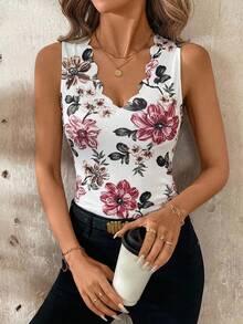 SHEIN Clasi Áo liền thân cổ chữ V in hoa thời trang nữ - Nhiều màu - Xem 5