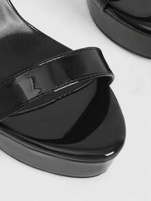 CUCCOO LuxiPop 2026新款细跟露趾防水凉鞋，时尚简约，超高跟12cm，性感约会款 - 黑色 - 查看 4