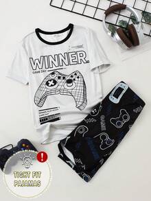 2pcs/Set Casual Comfortable Soft Pattern T-Shirt And Shorts Pajama Set For Teen Boys For Everyday Wear Summer Model Soft And Comfortable Fabric Cool And Comfortable 2026 New Teen Set For Men Snug Fit - Multicolor - View 5