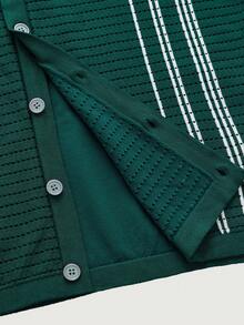 Courvante Camisa de punto de manga corta y abotonada casual para hombre - Multicolor - Ver 5