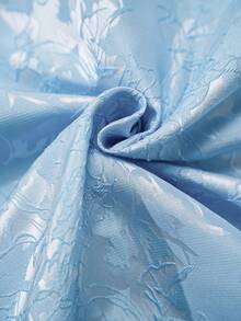 Ellevyn 蓝色3D立体花卉方领收腰连衣裙 - 藍色 - 查看 6