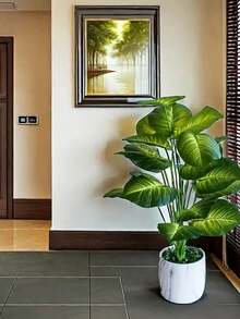 2/1 Piece 12/18/24 Leaves Artificial Tropical Hibiscus Tree, Realistic Touch, Fake Greenery, Suitable For Home, Garden, Office, Balcony Decor, Thanksgiving Decor, Home Decor, Hotel Decor, Window Display, Artificial Plants, Valentine's Day Gift - Green - View 8