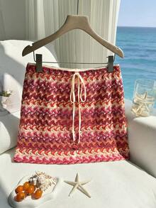 Comfortcana 大码女式度假条纹系带腰身紧身迷你裙 - 彩色 - 查看 4