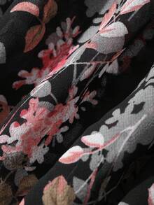 DAZY Đầm dự tiệc ngắn nữ in hoa, cổ yếm, hở vai, thanh lịch, thắt eo. - màu đen - Xem 8