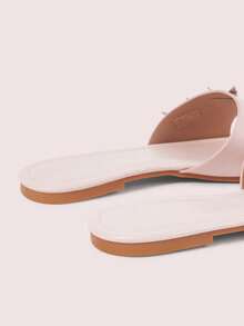 CUCCOO DOLLMOD Sandal đế bằng màu hồng thoải mái cho nữ, sandal đế bằng hình bướm kim loại phong cách ngọt ngào. - Hồng - Xem 4