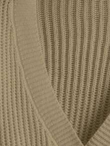 EURMUSE White Lantern Sleeve Button Front Rib Knit Cardigan - Camel - View 4