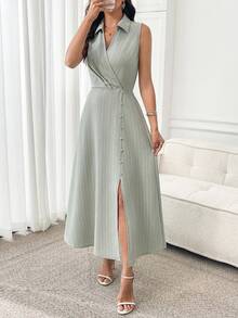 Miaspire Women's Elegant Commuter Solid Color Sleeveless Split Dress, Summer Women Clothing Dress Women's Summer Dresses One Piece Dress Summer Long Women Elegant Outfits Women's Dress Formal Wear,Summer Outfit For Women, Vacation Dresses,Work Outfits For Women,Summer Dresses For Women - Pastel Green - View 10