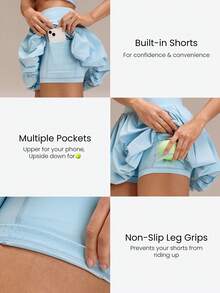 GLOWMODE 情人节重磅新品 防紫外线 吸汗速干 凉爽舒适 内置短裤口袋 防滑手柄 微气泡迷你裙 高尔夫 网球 匹克球 日常休闲装 - 淺藍色 - 查看 3