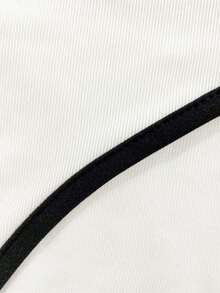 Franclia 女士新款露背领口修身连体衣，简约百搭 - 黑與白 - 查看 3