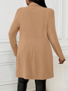 SHEIN Lady Áo blazer dáng rộng tay phồng màu kaki thanh lịch mùa thu đông 2025, kiểu dáng gothic công sở thường ngày. - Màu Khaki - Xem 2