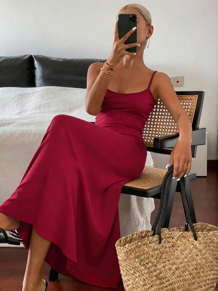 New Summer Solid Color Beach Vacation Casual Long Dress For Women